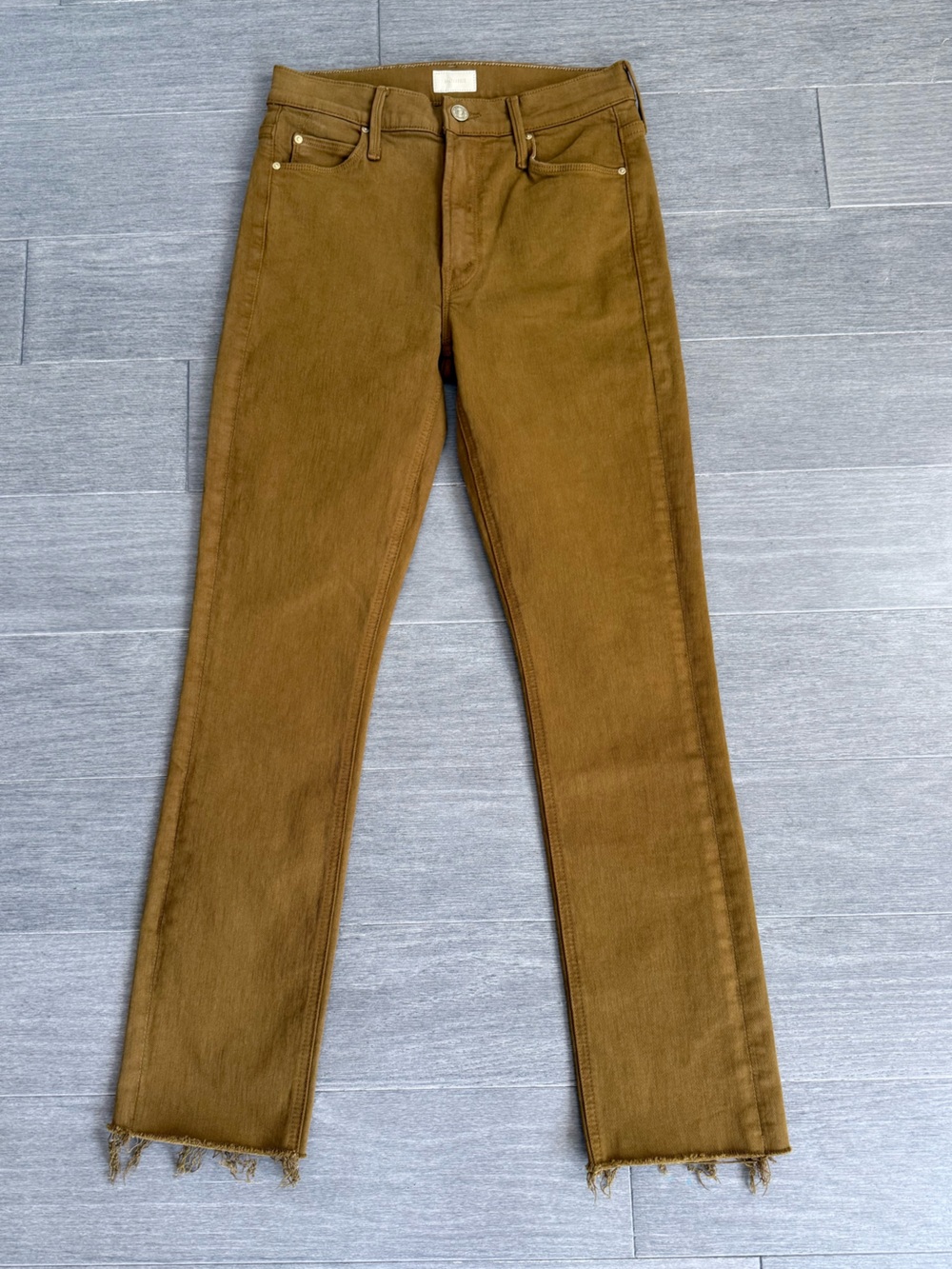MOTHER Mid Rise Dazzler Ankle Fray Tapenade Brown Olive Jeans 27 NWOT - Picture 14 of 16
